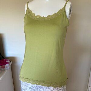 Womens Y2K Green Lace Trim Cami